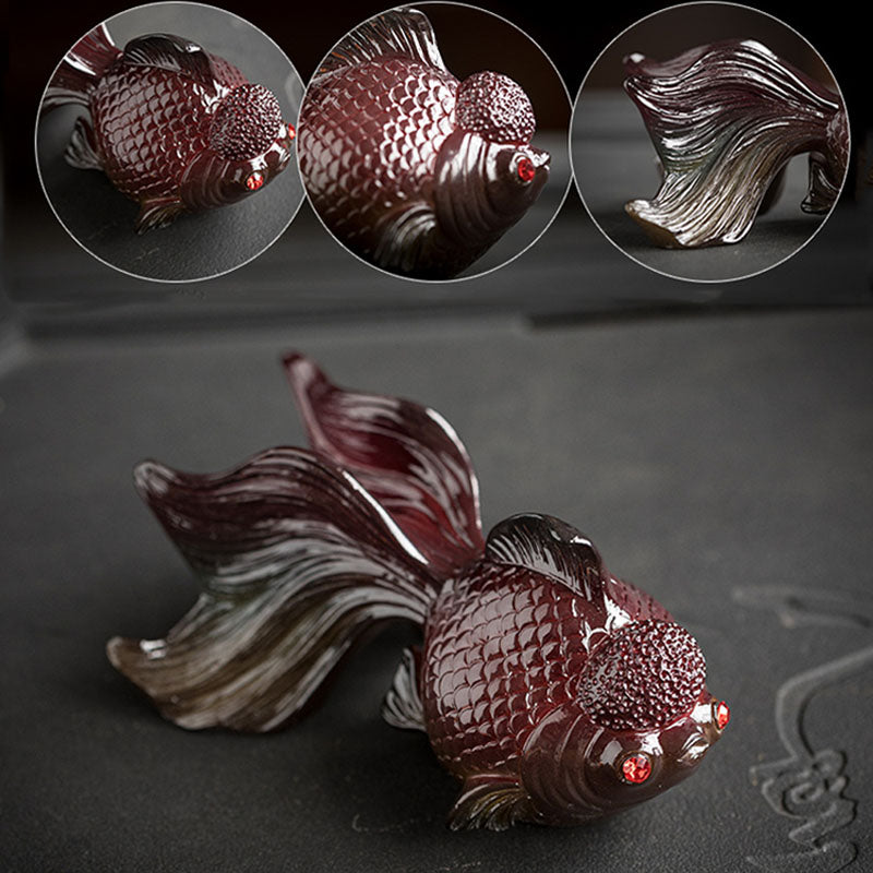 Buddha Stones色が変わる鯉 樹脂製 ティーペット 富の家の置物 装飾