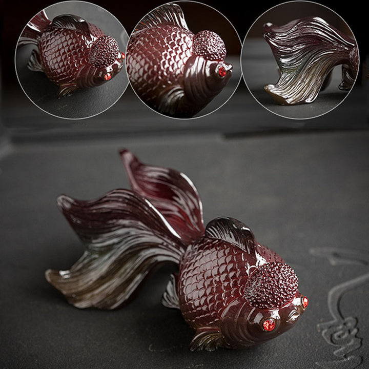 Buddha Stones色が変わる鯉 樹脂製 ティーペット 富の家の置物 装飾