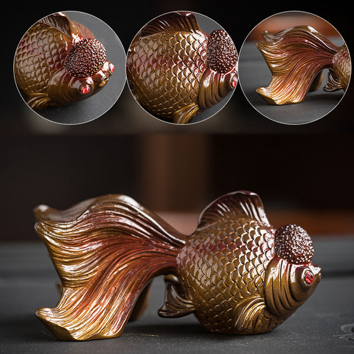 Buddha Stones色が変わる鯉 樹脂製 ティーペット 富の家の置物 装飾