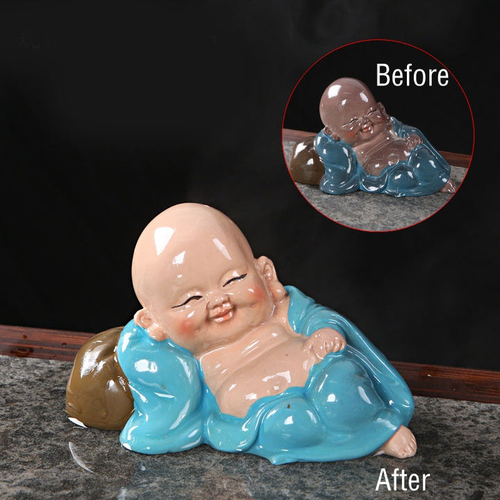 Buddha Stones色が変わる笑う仏 樹脂製 ティーペット 富の家の置物 装飾
