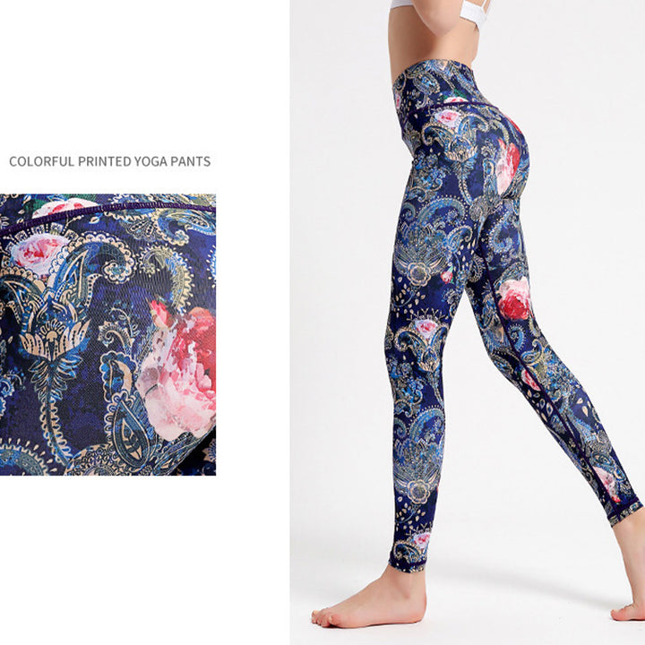 Buddha Stones、花、葉、鳥のプリントパンツ スポーツ フィットネス ヨガ ダンス レギンス レディース ヨガパンツ - image 12