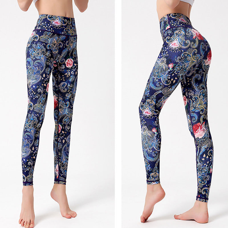 Buddha Stones、花、葉、鳥のプリントパンツ スポーツ フィットネス ヨガ ダンス レギンス レディース ヨガパンツ - image 10