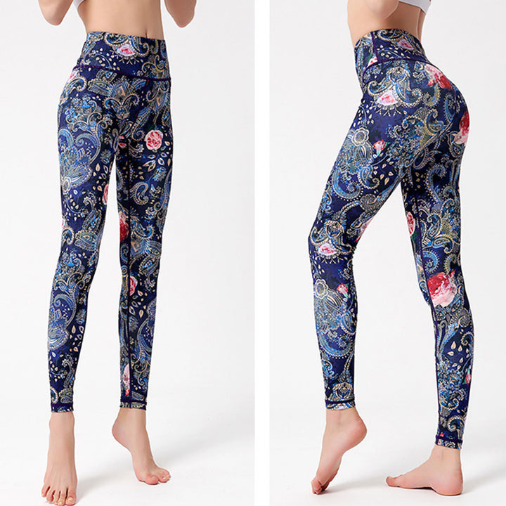 Buddha Stones、花、葉、鳥のプリントパンツ スポーツ フィットネス ヨガ ダンス レギンス レディース ヨガパンツ - image 10