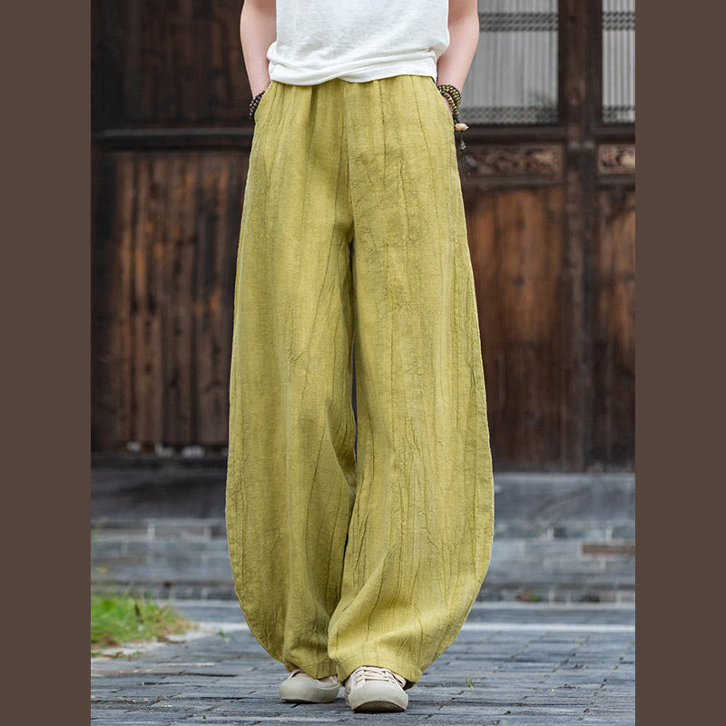 Buddha Stonesラミーコットンリネンパンツ タイダイデザイン ゆったり 禅ヨガ レディースパンツ ポケット付き - イエローグリーン(レギュラースタイル) - US8-10、 UK/AU12-14、 EU40-42 (L)  - image 26