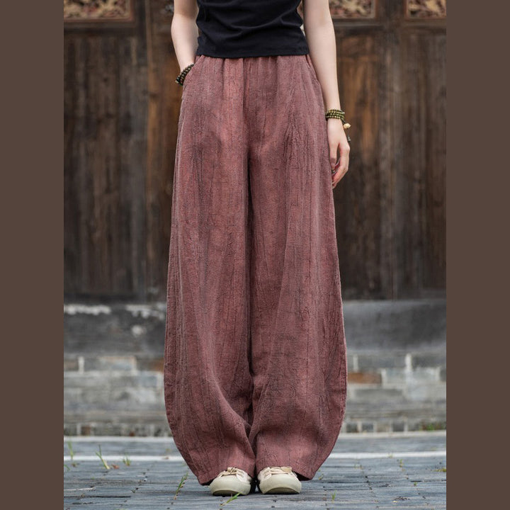 Buddha Stonesラミーコットンリネンパンツ タイダイデザイン ゆったり 禅ヨガ レディースパンツ ポケット付き - ペールバイオレットレッド(レギュラースタイル) - US8-10、 UK/AU12-14、 EU40-42 (L)  - image 25