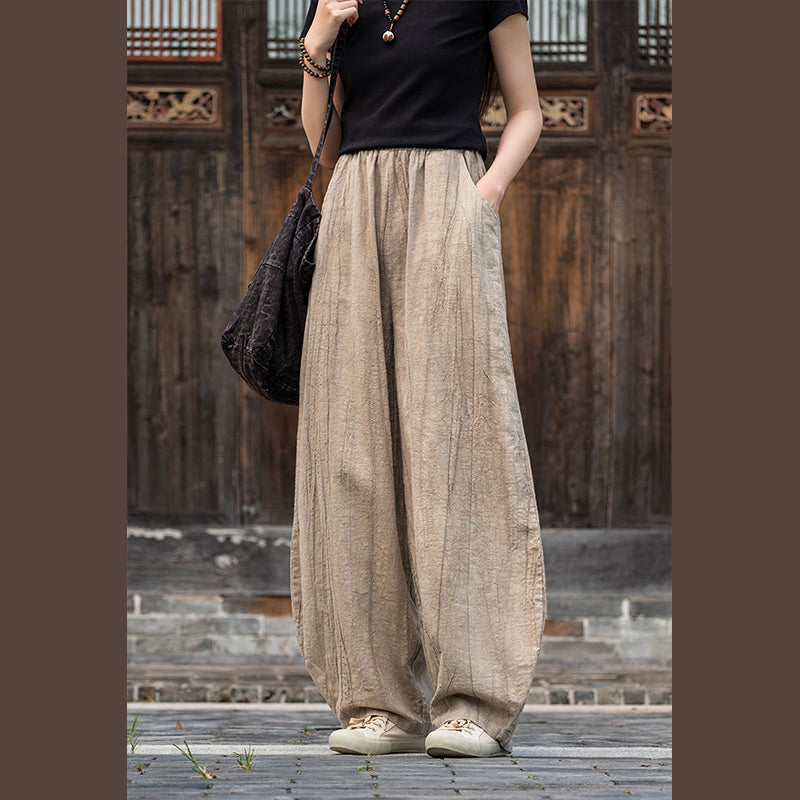 Buddha Stonesラミーコットンリネンパンツ タイダイデザイン ゆったり 禅ヨガ レディースパンツ ポケット付き - image 12