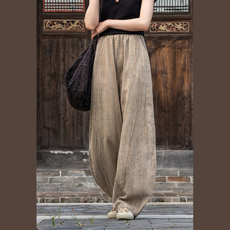 Buddha Stonesラミーコットンリネンパンツ タイダイデザイン ゆったり 禅ヨガ レディースパンツ ポケット付き - image 10