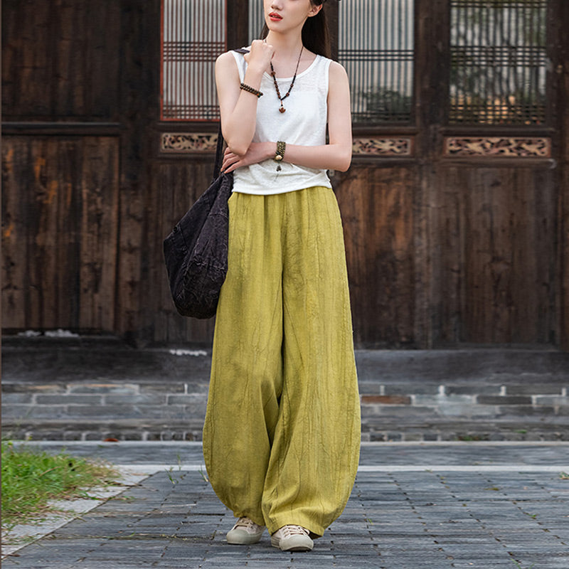 Buddha Stonesラミーコットンリネンパンツ タイダイデザイン ゆったり 禅ヨガ レディースパンツ ポケット付き - image 29