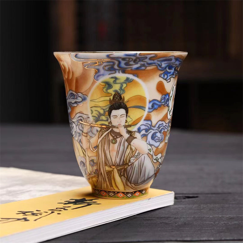 Buddha Stones敦煌 カラー フライング アプサラス ティーカップ カンフー ティーカップ