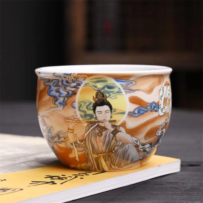 Buddha Stones敦煌 カラー フライング アプサラス ティーカップ カンフー ティーカップ