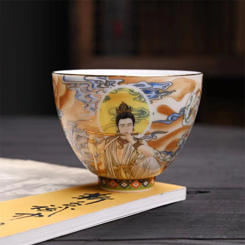 Buddha Stones敦煌 カラー フライング アプサラス ティーカップ カンフー ティーカップ