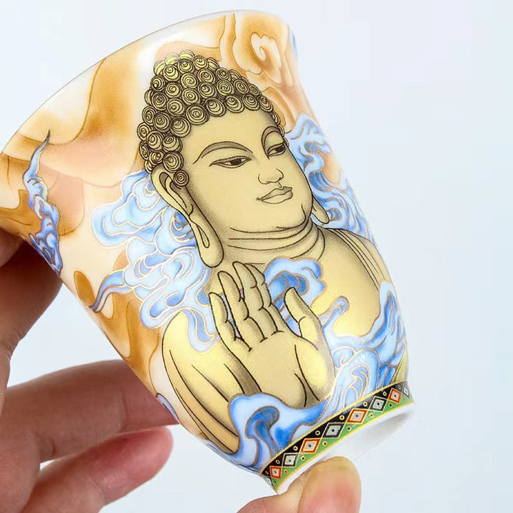 Buddha Stones敦煌 カラー フライング アプサラス ティーカップ カンフー ティーカップ