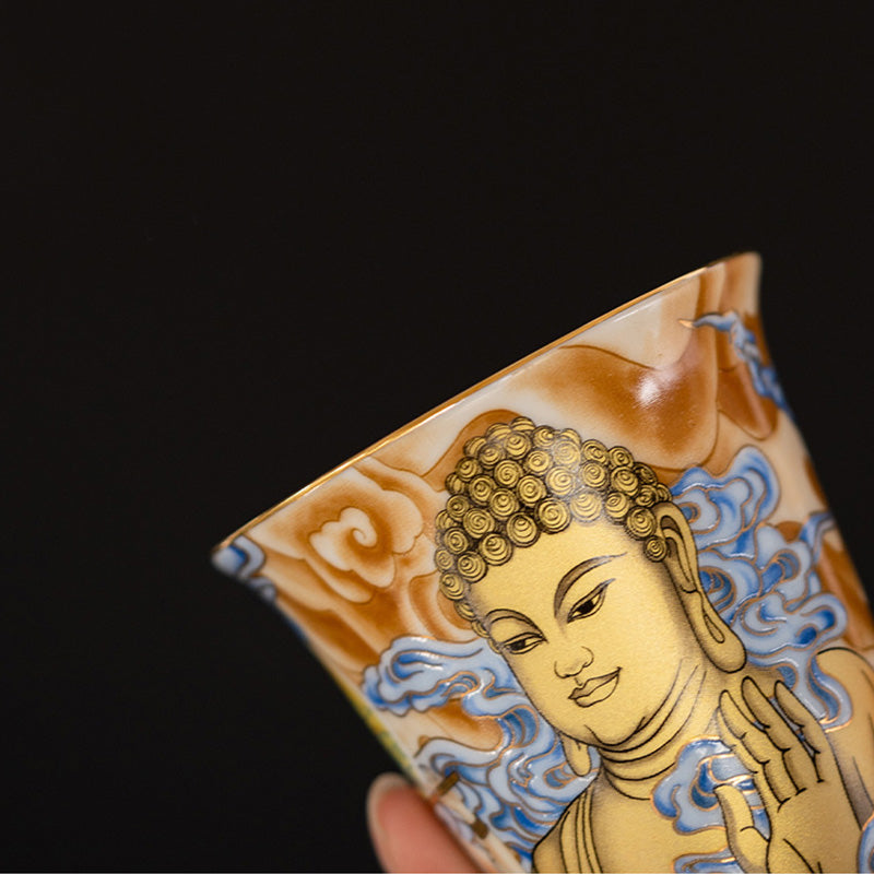 Buddha Stones敦煌 カラー フライング アプサラス ティーカップ カンフー ティーカップ