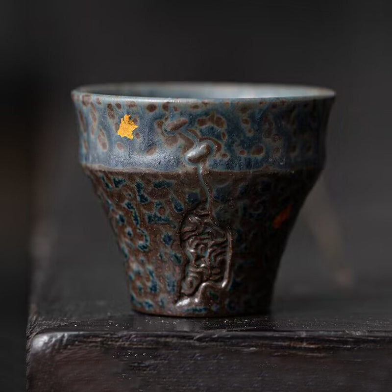 Buddha Stones小型 ヴィンテージスタイル 陶器 ティーカップ カンフーティーカップ 50ml