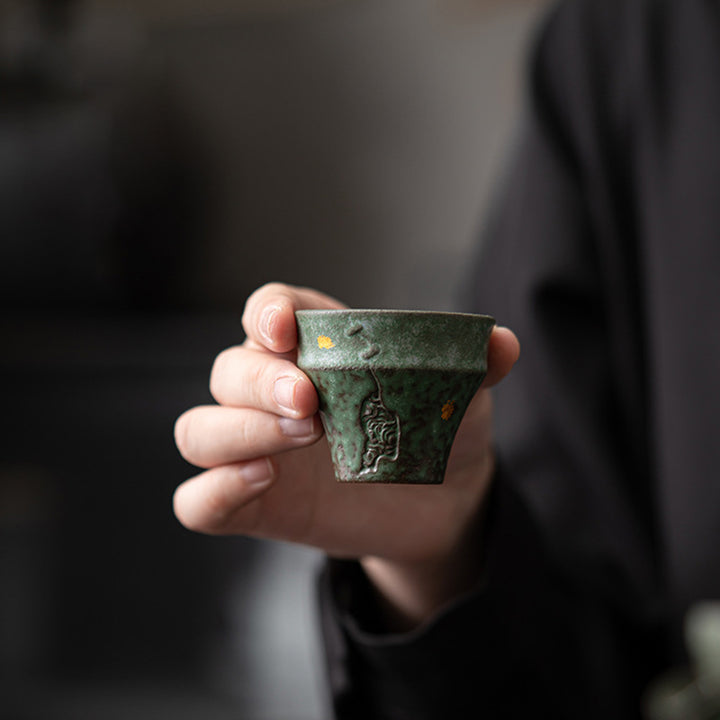 Buddha Stones小型 ヴィンテージスタイル 陶器 ティーカップ カンフーティーカップ 50ml