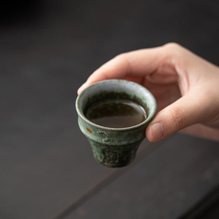 Buddha Stones小型 ヴィンテージスタイル 陶器 ティーカップ カンフーティーカップ 50ml