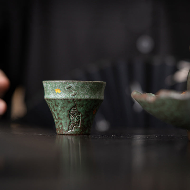 Buddha Stones小型 ヴィンテージスタイル 陶器 ティーカップ カンフーティーカップ 50ml