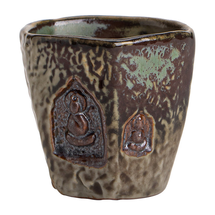 Buddha Stonesヴィンテージ 敦煌色仏彫刻ティーカップ カンフーティーカップ