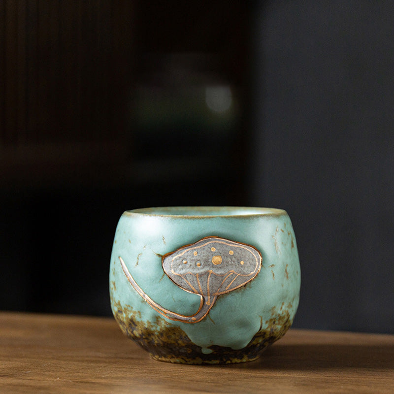 Buddha Stones蓮の鞘彫刻ティーカップカンフーティーカップ