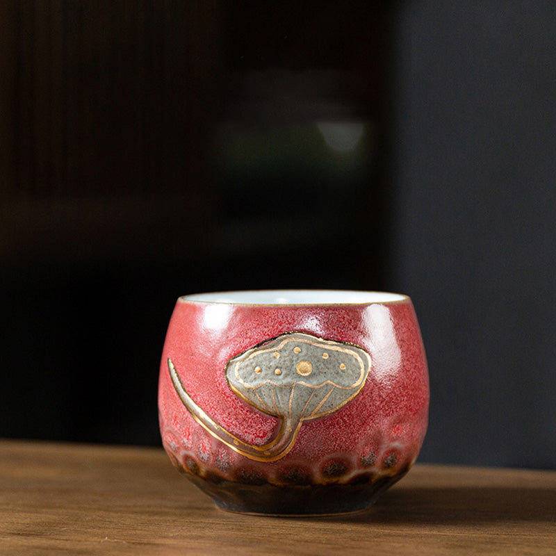 Buddha Stones蓮の鞘彫刻ティーカップカンフーティーカップ