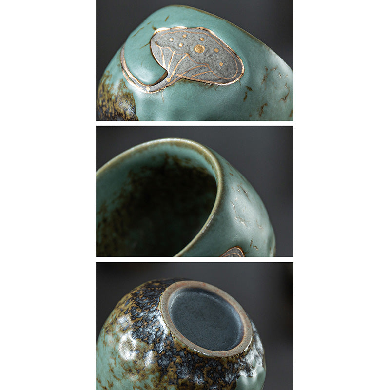 Buddha Stones蓮の鞘彫刻ティーカップカンフーティーカップ