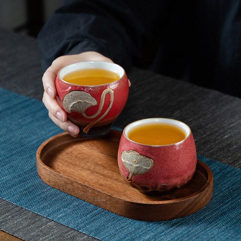 Buddha Stones蓮の鞘彫刻ティーカップカンフーティーカップ