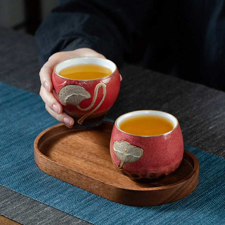 Buddha Stones蓮の鞘彫刻ティーカップカンフーティーカップ