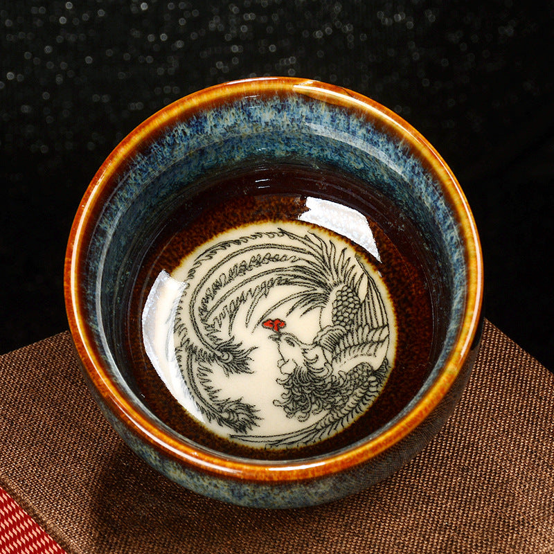 Buddha Stones蓮 龍 鳳凰 鯉 中国 建璽 陶器 ティーカップ カンフー ティーカップ 110ml