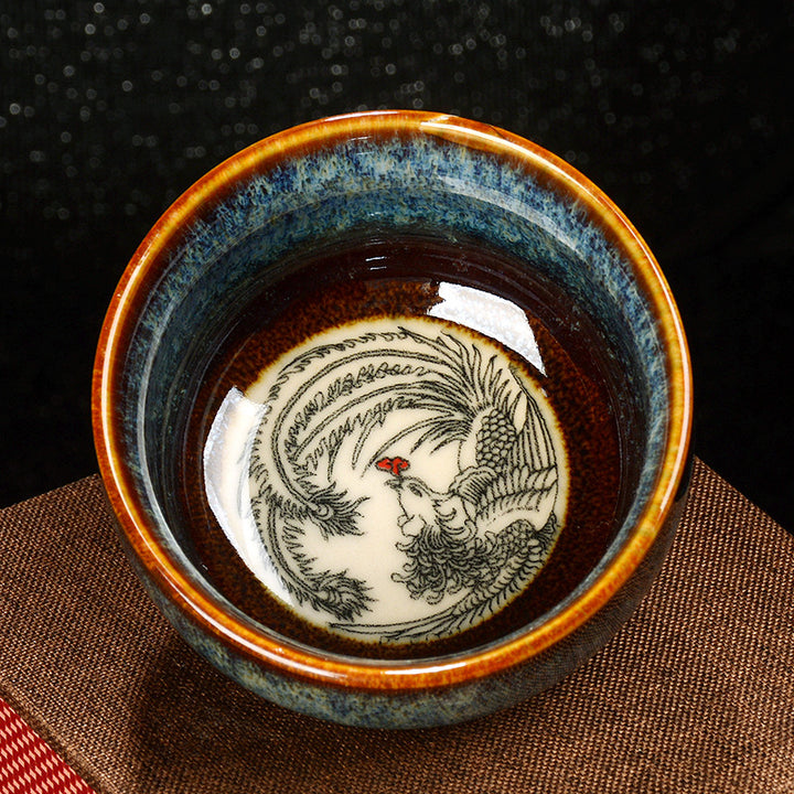 Buddha Stones蓮 龍 鳳凰 鯉 中国 建璽 陶器 ティーカップ カンフー ティーカップ 110ml