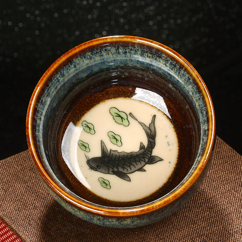 Buddha Stones蓮 龍 鳳凰 鯉 中国 建璽 陶器 ティーカップ カンフー ティーカップ 110ml