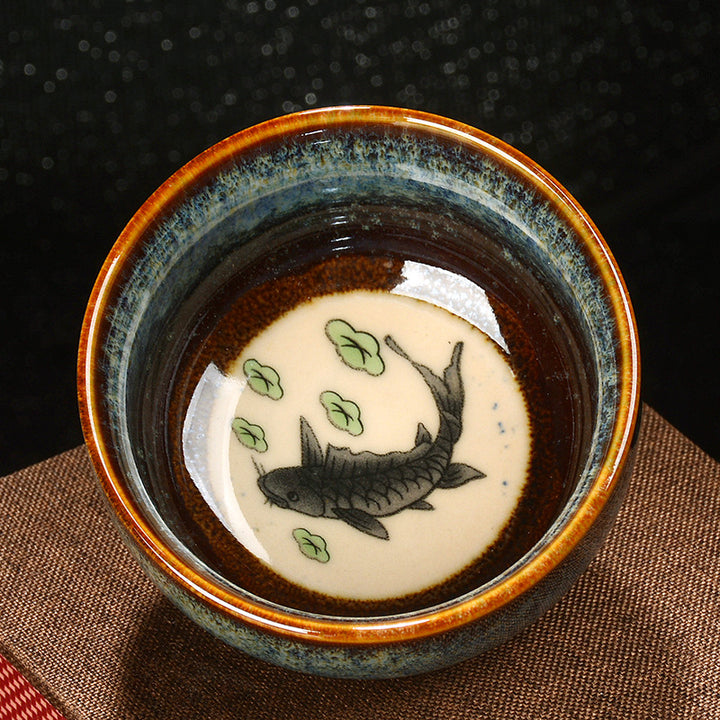 Buddha Stones蓮 龍 鳳凰 鯉 中国 建璽 陶器 ティーカップ カンフー ティーカップ 110ml
