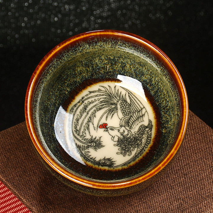 Buddha Stones蓮 龍 鳳凰 鯉 中国 建璽 陶器 ティーカップ カンフー ティーカップ 110ml