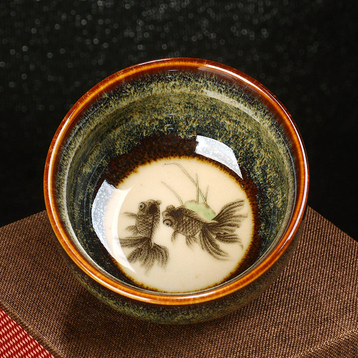 Buddha Stones蓮 龍 鳳凰 鯉 中国 建璽 陶器 ティーカップ カンフー ティーカップ 110ml