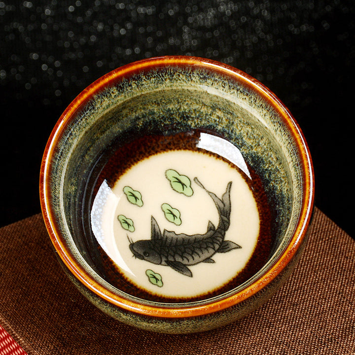 Buddha Stones蓮 龍 鳳凰 鯉 中国 建璽 陶器 ティーカップ カンフー ティーカップ 110ml