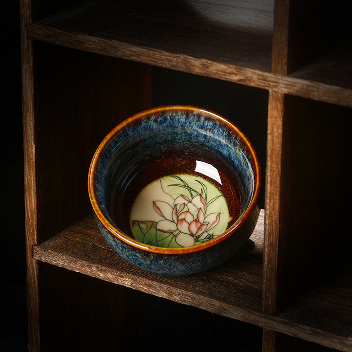 Buddha Stones蓮 龍 鳳凰 鯉 中国 建璽 陶器 ティーカップ カンフー ティーカップ 110ml