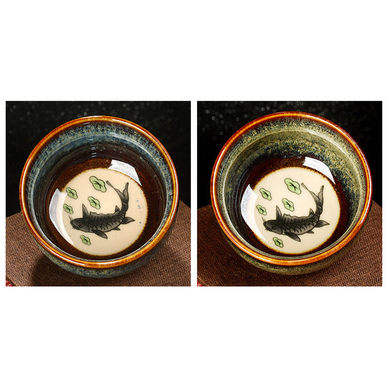 Buddha Stones蓮 龍 鳳凰 鯉 中国 建璽 陶器 ティーカップ カンフー ティーカップ 110ml