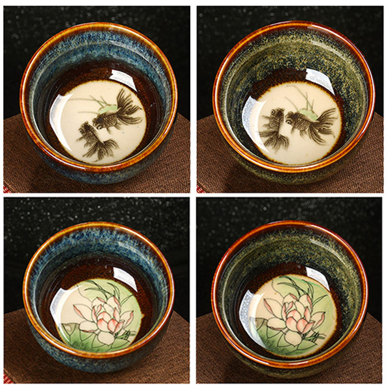 Buddha Stones蓮 龍 鳳凰 鯉 中国 建璽 陶器 ティーカップ カンフー ティーカップ 110ml