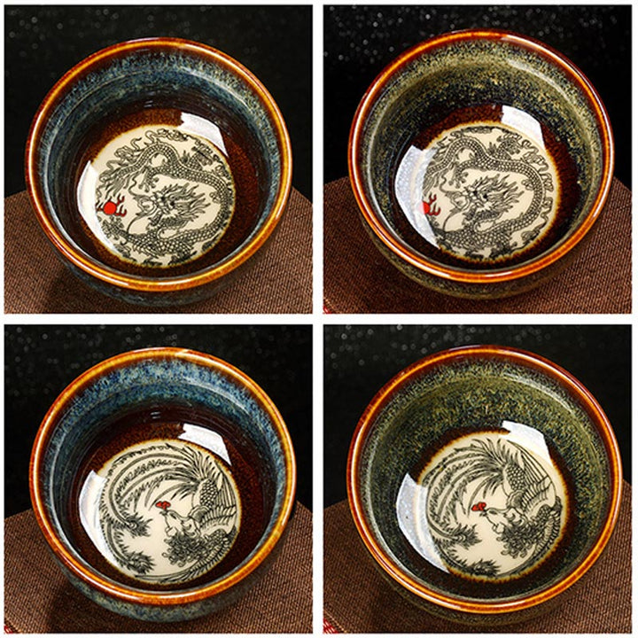 Buddha Stones蓮 龍 鳳凰 鯉 中国 建璽 陶器 ティーカップ カンフー ティーカップ 110ml