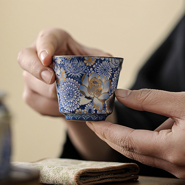 Buddha Stones蓮 菊 梅 花 ティーカップ カンフー ティーカップ ティーポット