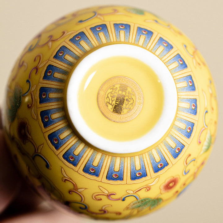Buddha Stones蓮の花模様 陶器 ティーカップ カンフーティーカップ 80ml