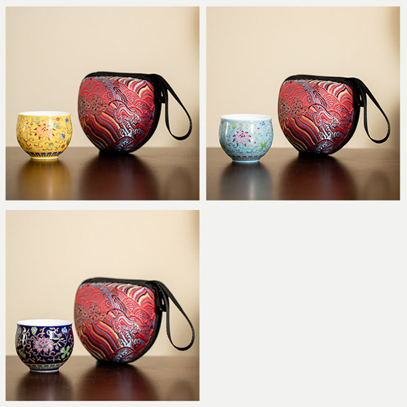 Buddha Stones蓮の花模様 陶器 ティーカップ カンフーティーカップ 80ml