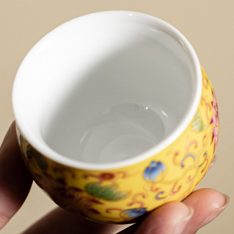 Buddha Stones蓮の花模様 陶器 ティーカップ カンフーティーカップ 80ml