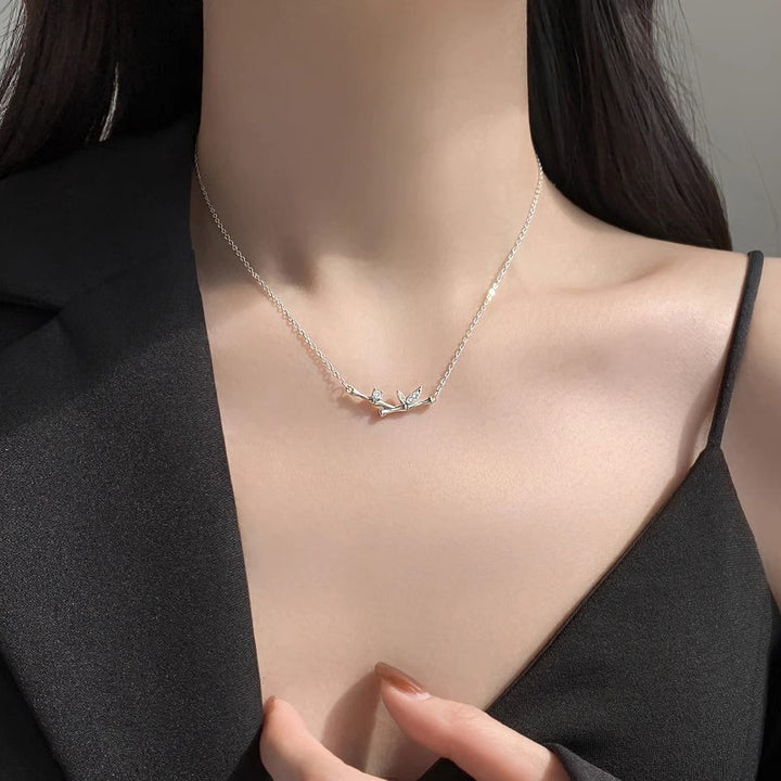 Buddha Stones竹の葉デザイン 銅ジルコン 富のネックレスペンダント