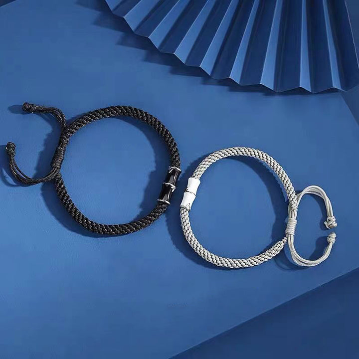 Buddha Stones竹模様 癒しのカップルロープブレスレット