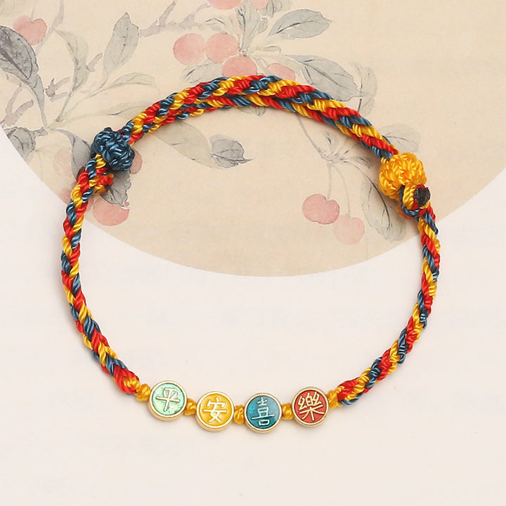 Buddha Stones ハンドメイド 敦煌風 カラフル糸 平和・喜びの守護 編み紐ブレスレット 開運 幸運 パワーストーン ブレスレット