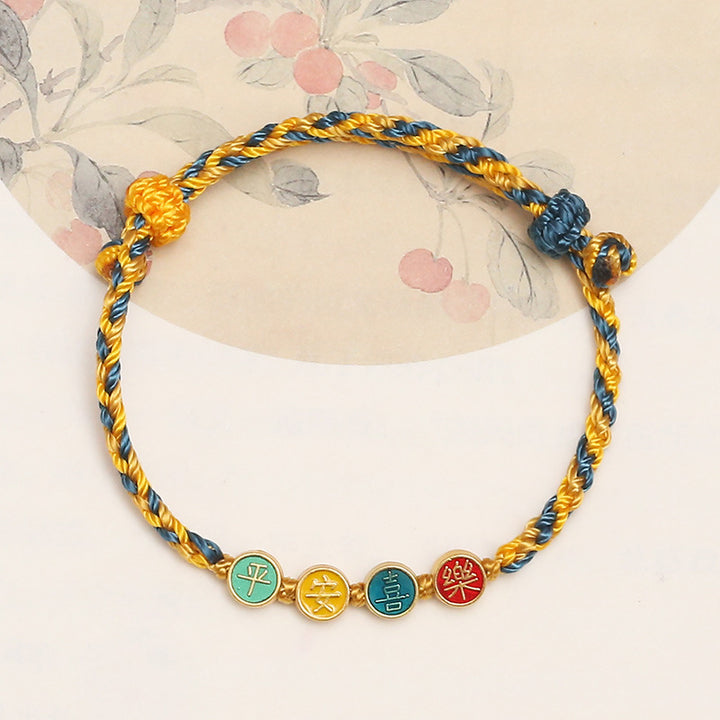 Buddha Stones ハンドメイド 敦煌風 カラフル糸 平和・喜びの守護 編み紐ブレスレット 開運 幸運 パワーストーン ブレスレット