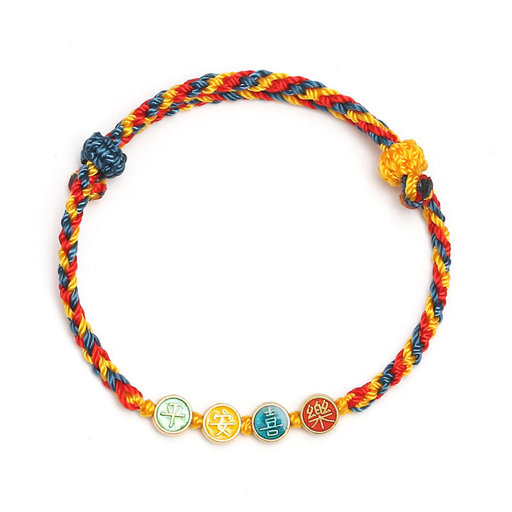 Buddha Stones ハンドメイド 敦煌風 カラフル糸 平和・喜びの守護 編み紐ブレスレット 開運 幸運 パワーストーン ブレスレット