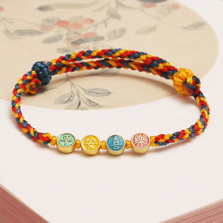 Buddha Stones ハンドメイド 敦煌風 カラフル糸 平和・喜びの守護 編み紐ブレスレット 開運 幸運 パワーストーン ブレスレット