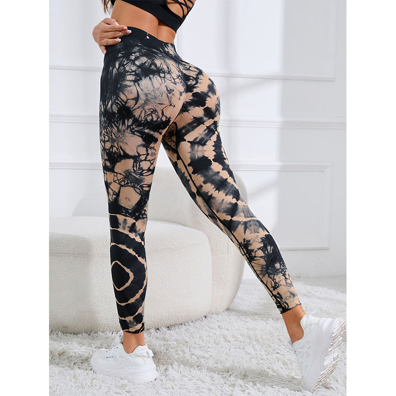 Buddha Stonesタイダイプリント パンツ スポーツ フィットネス ヨガ ハイウエスト レギンス レディース ヨガパンツ - image 4