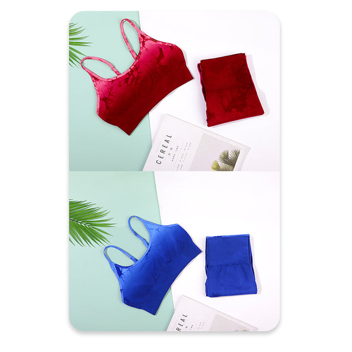 Buddha Stones 2点セット シンプル タイダイプリント クロップタンクトップ ハイウエストパンツ スポーツ ジムウェア レディース ヨガセット - image 18